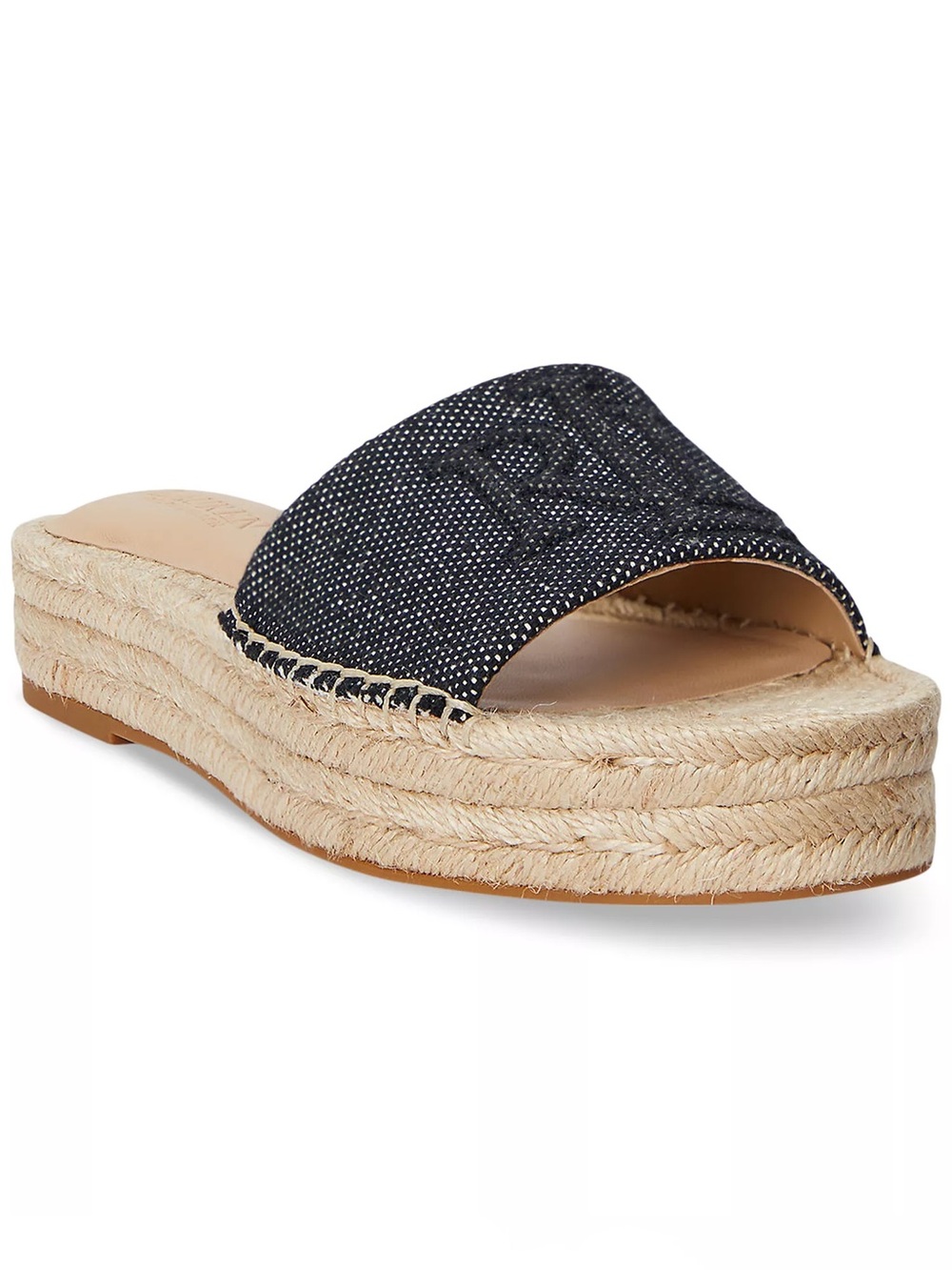LRL 9.5 RALPH LAUREN NEW Polly Espadrille Flat Sandals in Black • Jute Flats